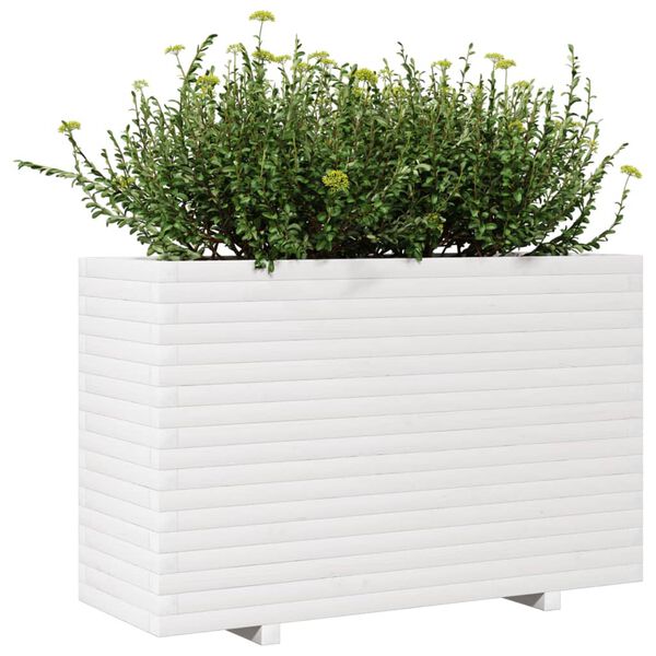 vidaXL Ζαρντινιέρα Κήπου Λευκή 110x40x72 εκ. από Μασίφ Ξύλο Πεύκου