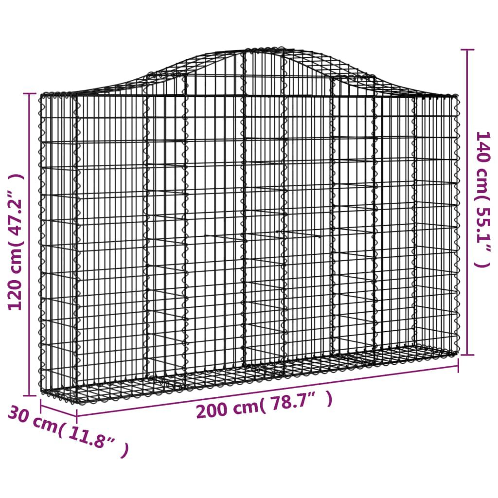 vidaXL Συρματοκιβώτια Τοξωτά 15 τεμ. 200x30x120/140 εκ. Γαλβαν. Ατσάλι