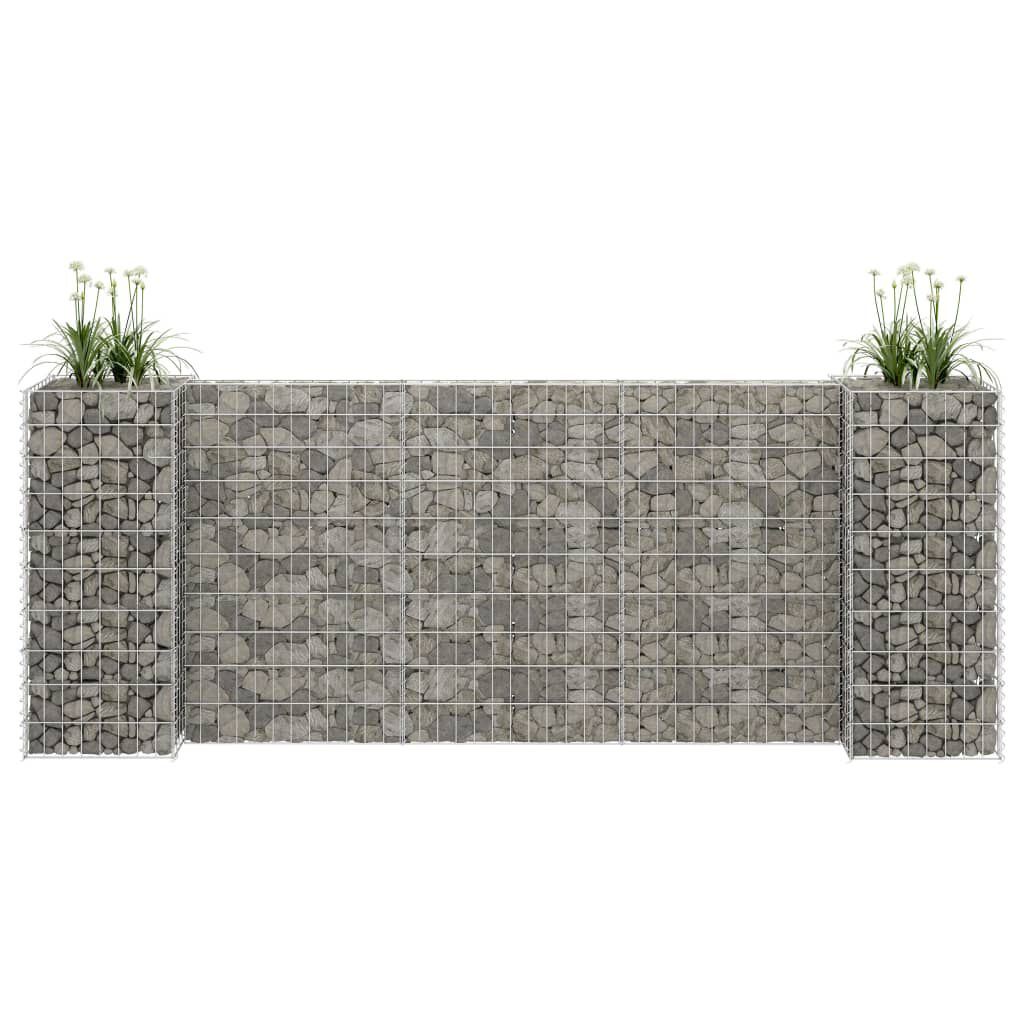 vidaXL Συρματοκιβώτιο Γλάστρα Σχήμα «Η» 260x40x100 εκ. Ατσάλινο Σύρμα