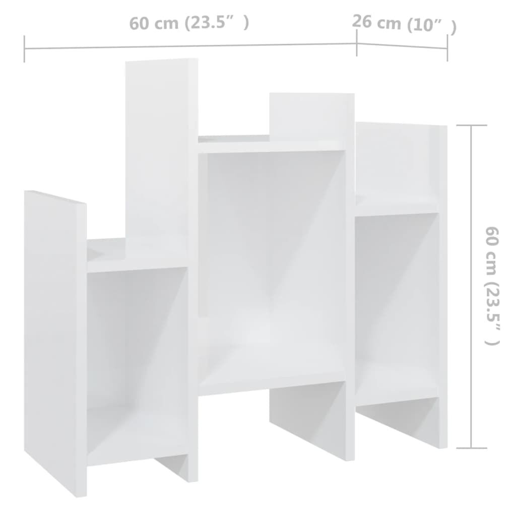 vidaXL Βοηθητικό Ντουλάπι Γυαλ. Λευκό 60 x 26 x 60 εκ. από Επεξ. Ξύλο
