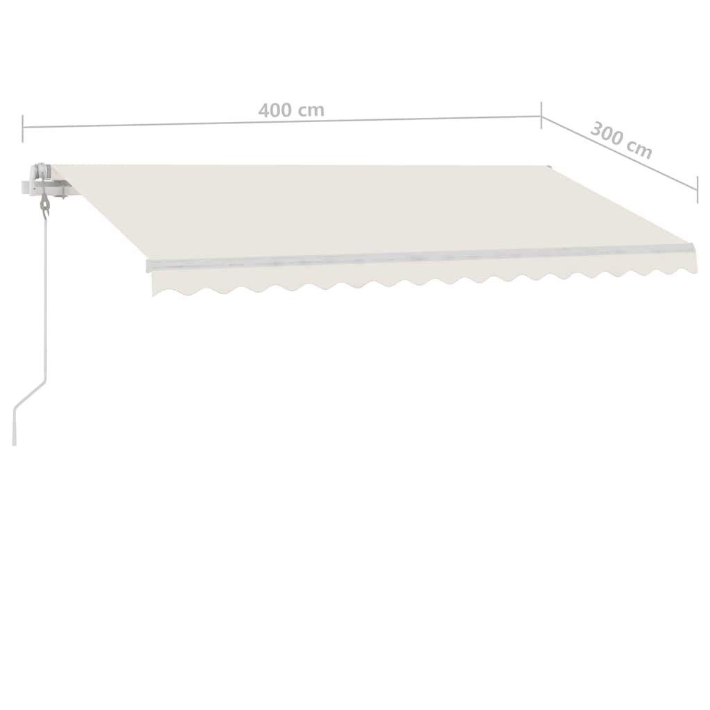 vidaXL Τέντα Αυτόματη με LED & Αισθητήρα Ανέμου Κρεμ 400 x 300 εκ.
