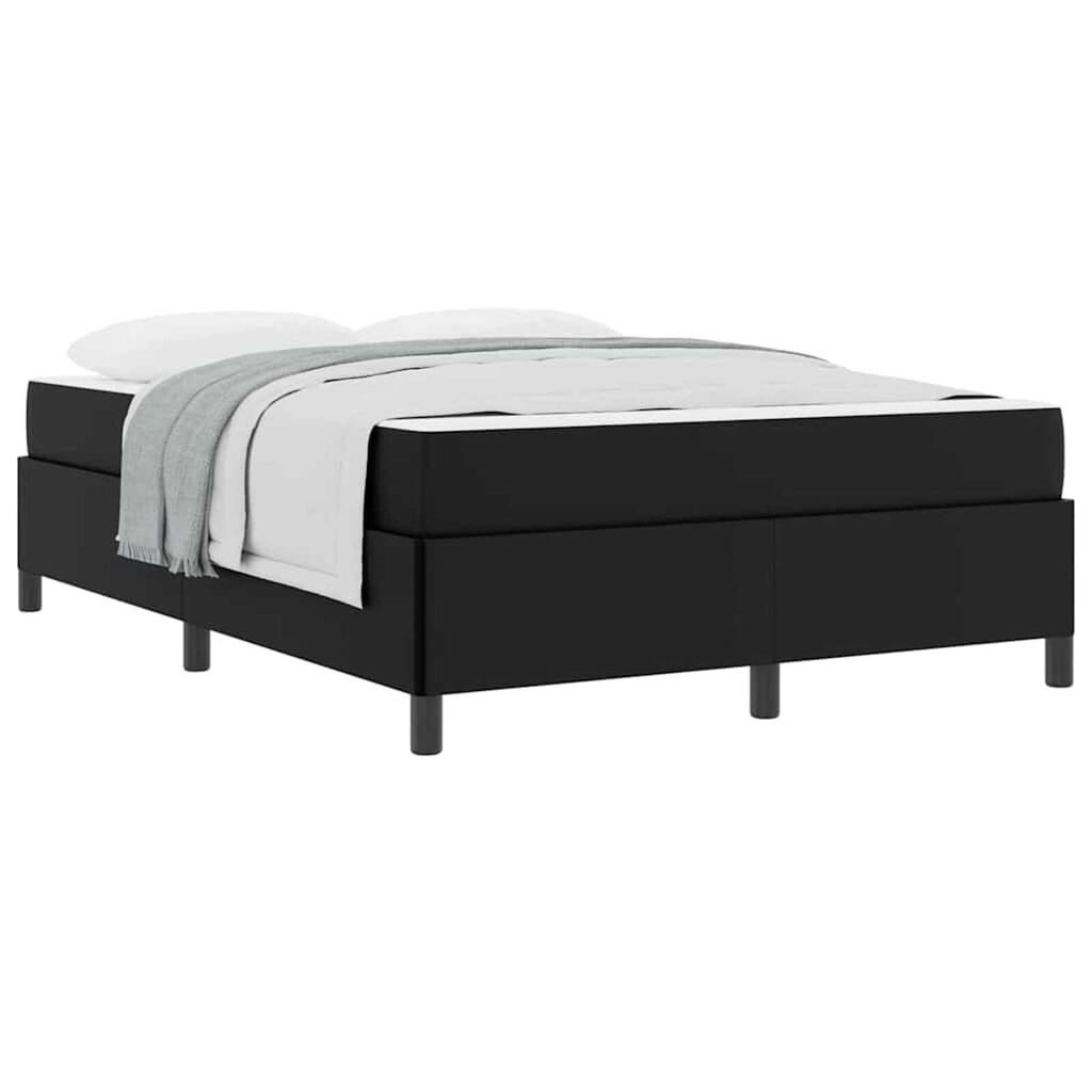 vidaXL Σκελετός κρεβατιού με στρώμα Μαύρο 140 x 190 cm Τεχνητό δέρμα