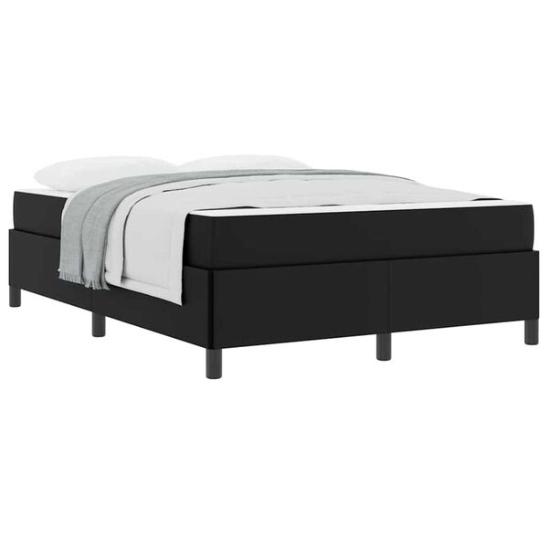 vidaXL Σκελετός κρεβατιού με στρώμα Μαύρο 140 x 190 cm Τεχνητό δέρμα