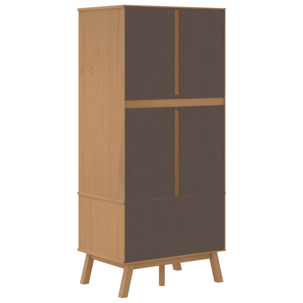vidaXL Ντουλάπα OLDEN Λευκό & Καφέ 76,5x53x172 εκ. Μασίφ Ξύλο Πεύκου