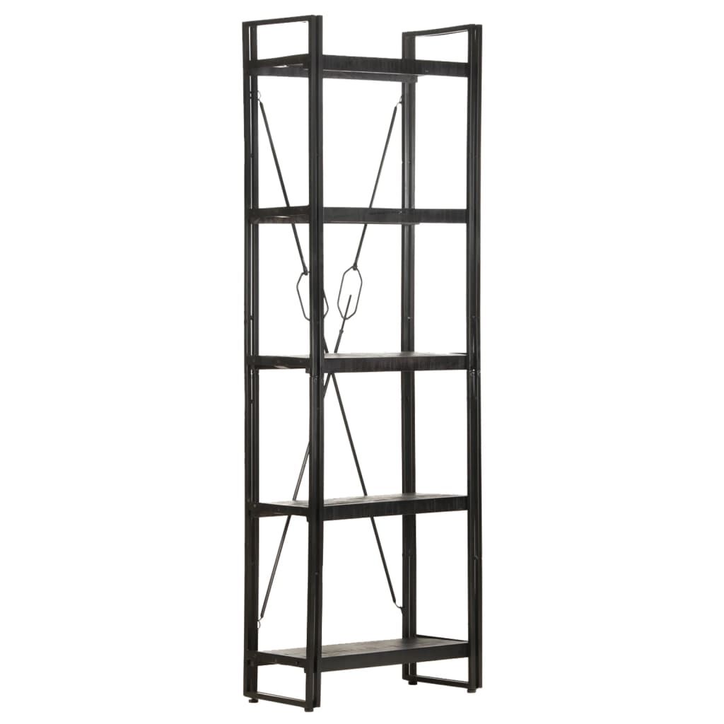 vidaXL Βιβλιοθήκη με 5 Επίπεδα Μαύρη 60x30x180 εκ. Μασίφ Ξύλο Μάνγκο