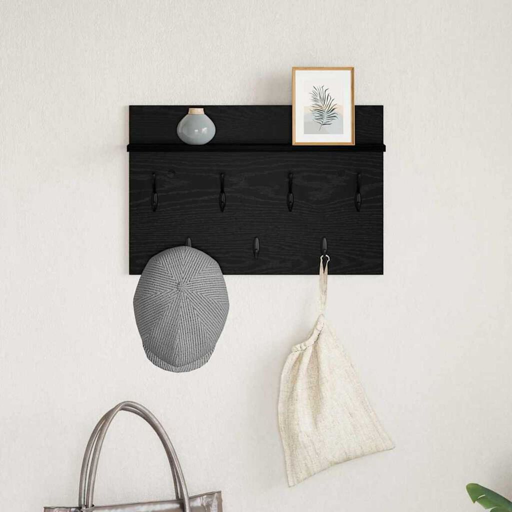 vidaXL Τοίχου Κρεμάστρα Μαύρη δρυς 60 x 40 x 12 cm Επεξεργασμένο ξύλο