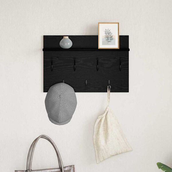 vidaXL Τοίχου Κρεμάστρα Μαύρη δρυς 60 x 40 x 12 cm Επεξεργασμένο ξύλο