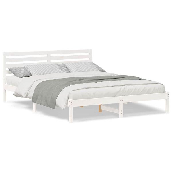 vidaXL Σκελετός Κρεβατιού Λευκό 160 x 220 cm Μασίφ ξύλο πεύκου