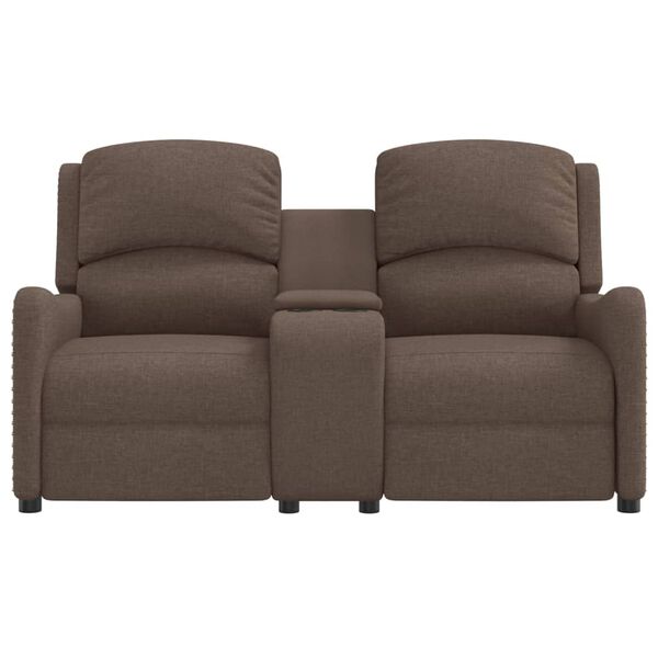 vidaXL Πολυθρόνα Μασάζ Διθέσια με Ποτηροθήκη Ανακλ. Taupe Υφασμάτινη