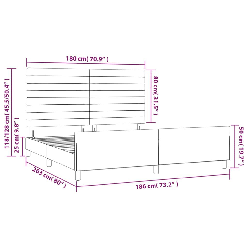vidaXL Πλαίσιο Κρεβατιού με Κεφαλάρι Αν. Γκρι 180x200 εκ. Βελούδινο