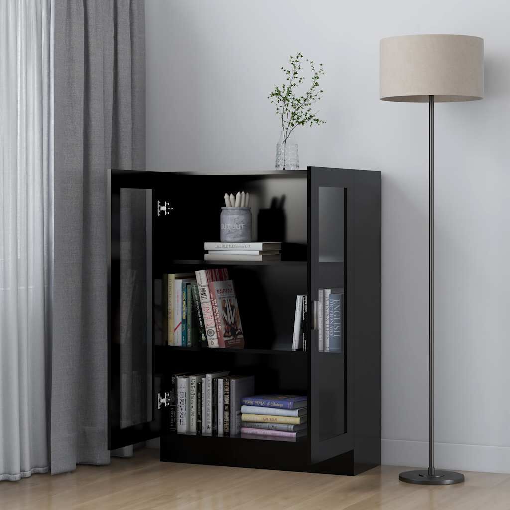 vidaXL Βιτρίνα Μαύρη 82,5 x 30,5 x 115 εκ. Επεξ. Ξύλο