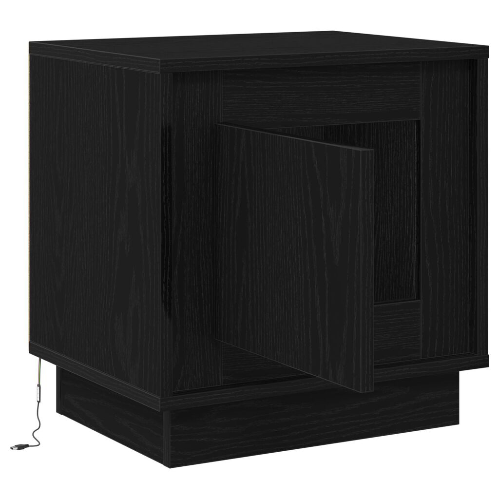 vidaXL Κομοδίνο με LED Φώτα Μαύρη Δρυς 44x34,5x45 εκ.