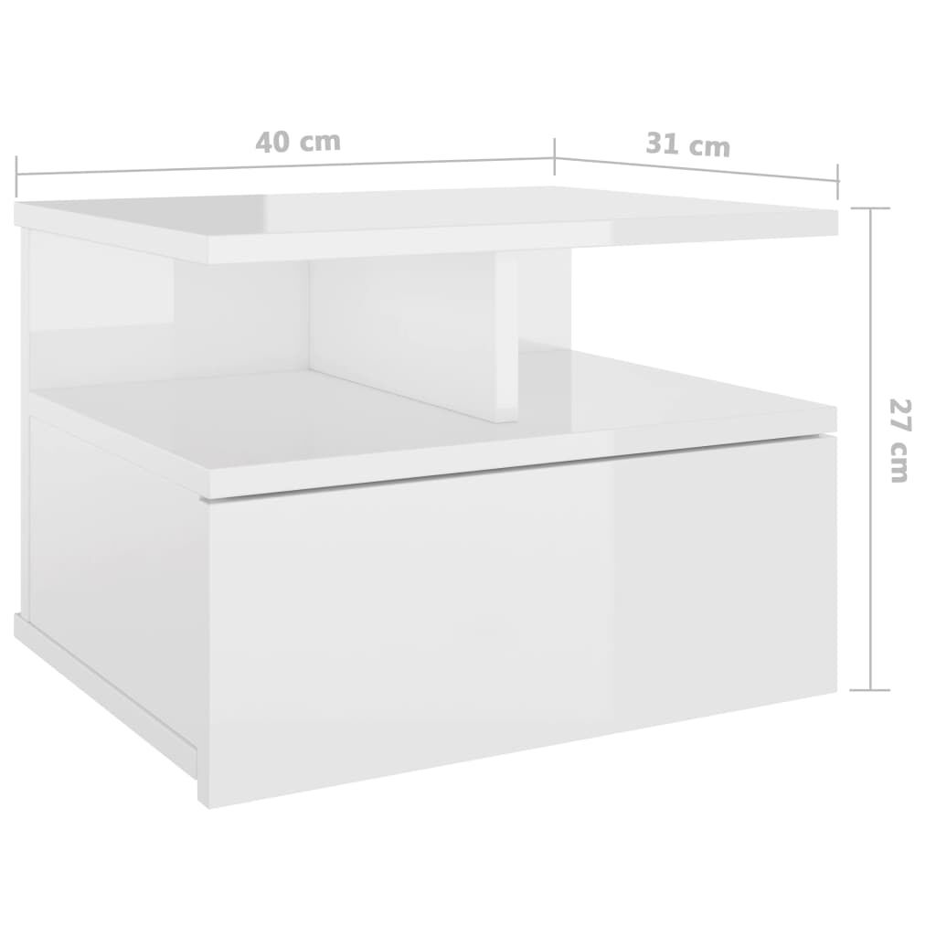 vidaXL Κομοδίνο Κρεμαστό Γυαλιστερό Λευκό 40x31x27 εκ. από Επεξ. Ξύλο