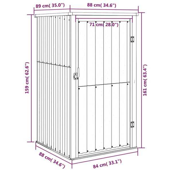 vidaXL Αποθήκη Εργαλείων Κήπου Καφέ 88x89x161 εκ. Γαλβαν. Ατσάλι