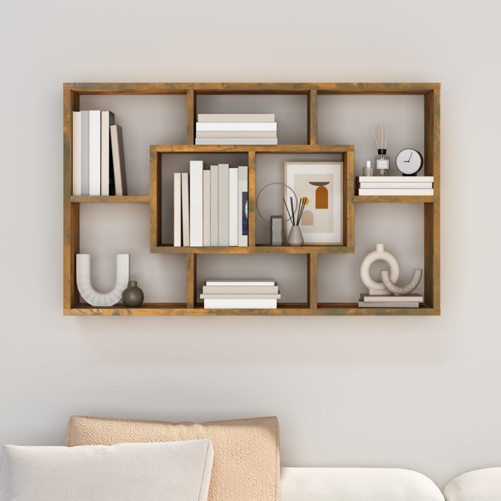 vidaXL Ραφιέρα Τοίχου Καπνιστή Δρυς 85x16x52,5 εκ. Επεξεργασμένο Ξύλο