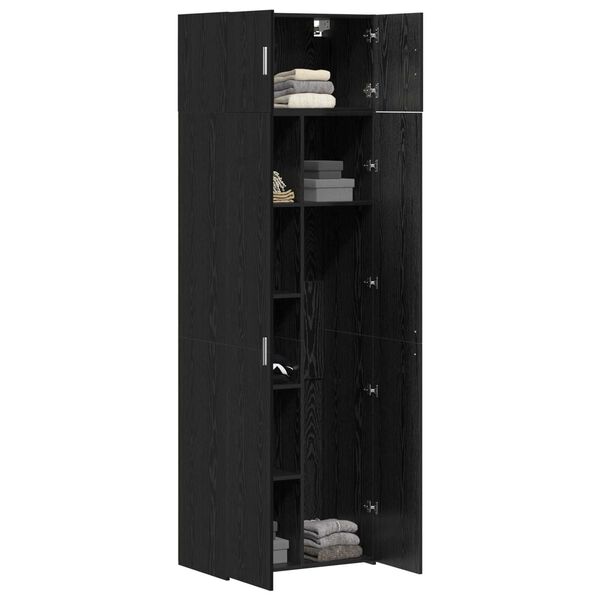ντουλάπα vidaXL Μαύρη Δρυς 70x42.5x225 εκ Επεξεργασμένο Ξύλο
