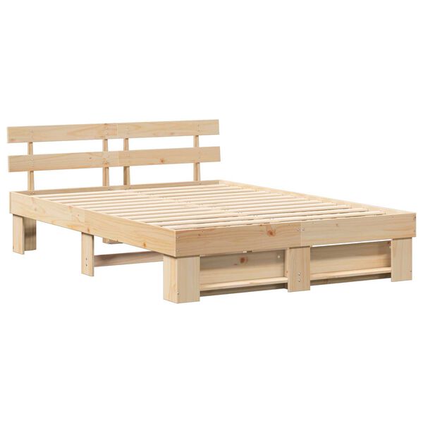 vidaXL Σκελετός Κρεβατιού Καφέ 140 x 200 cm Συμπαγές ξύλο πεύκου