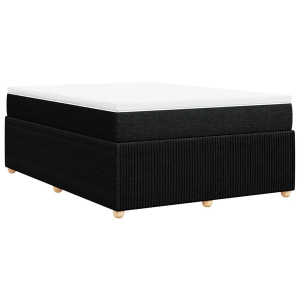 vidaXL Κρεβάτι Boxspring με Στρώμα Μαύρο 140x190 εκ. Υφασμάτινο