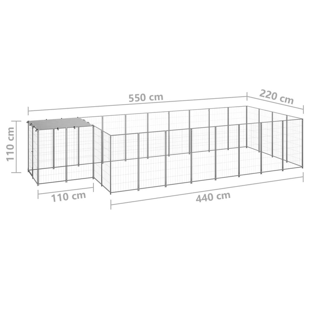 vidaXL Σπιτάκι Σκύλου Ασημί 10,89 μ² Ατσάλινο