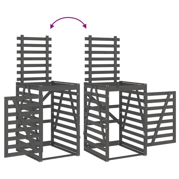vidaXL Αποθ. Τροχήλατου Κάδου Γκρι 84x90x128,5 εκ. Μασίφ Ξύλο Πεύκου