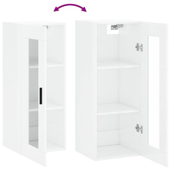 vidaXL Ντουλάπι Τοίχου Γυαλιστερό Λευκό 34,5 x 34 x 90 εκ.