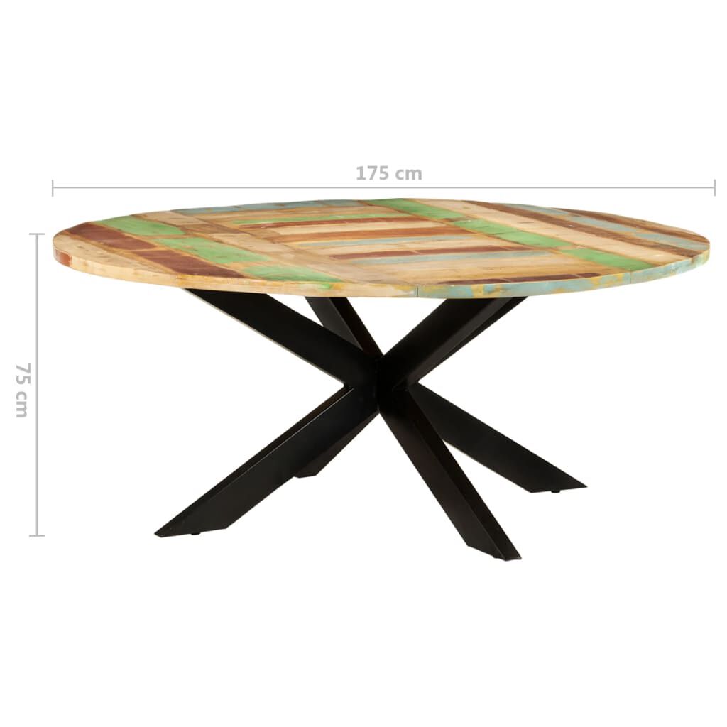 vidaXL Τραπεζαρία Στρογγυλή 175 x 75 εκ. από Μασίφ Ανακυκλωμένο Ξύλο