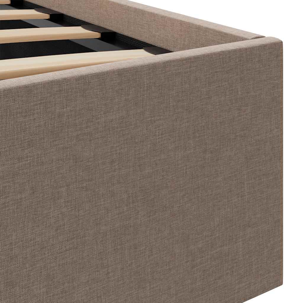 vidaXL Πλαίσιο Κρεβατιού με Αποθ. Χώρο/LED Taupe 140x200 εκ. Ύφασμα