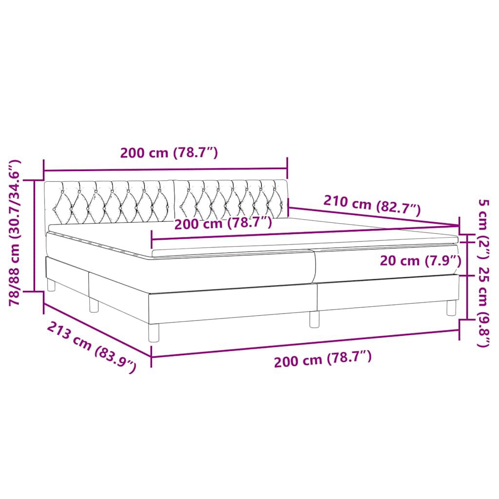 vidaXL Κρεβάτι Boxspring με Στρώμα Σκούρο Πράσινο 200x210εκ. Βελούδινο