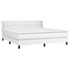 vidaXL Κρεβάτι Boxspring με Στρώμα Λευκό 160x200εκ.από Συνθετικό Δέρμα