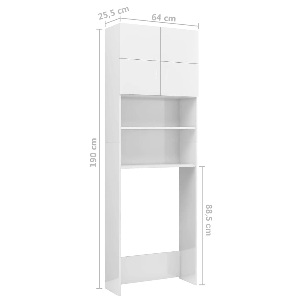 vidaXL Ντουλάπι Πλυντηρίου Λευκό 64 x 25,5 x 190 εκ. από Επεξ. Ξύλο