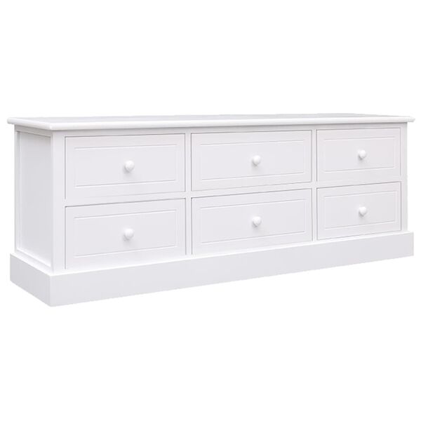 vidaXL Έπιπλο Τηλεόρασης Λευκό 108x30x40 εκ. από Μασίφ Ξύλο Παυλώνιας