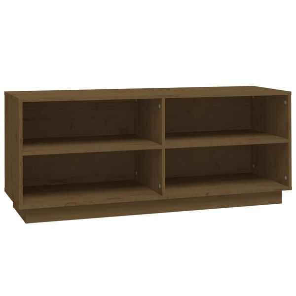 vidaXL Παπουτσοθήκη Καφέ Μελί 110 x 34 x 45 εκ από Μασίφ Ξύλο Πεύκου