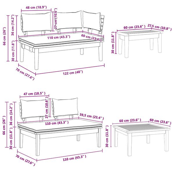 vidaXL Σετ Παγκάκι Κήπου 5 pcs Καφέ, Κρέμα Πολυ rattan, βαμμένο ατσάλι