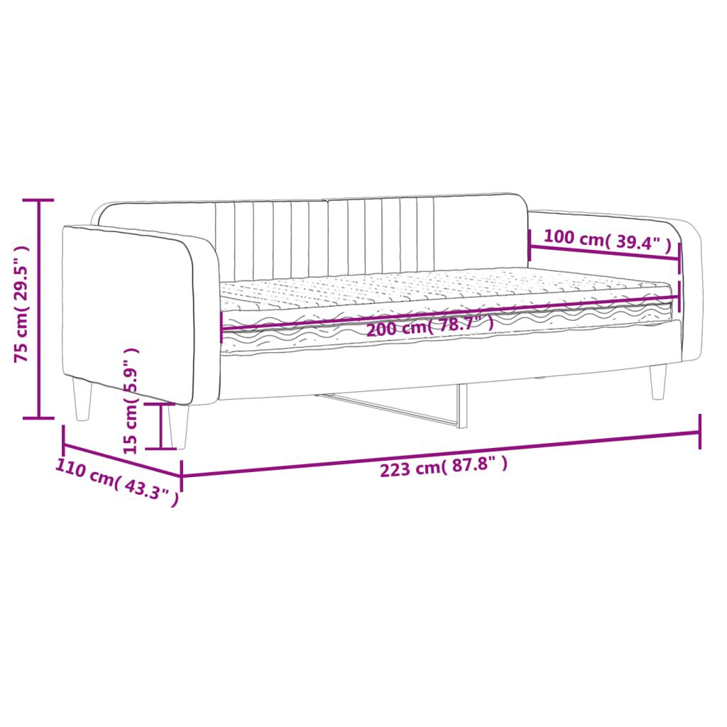 vidaXL Καναπές Κρεβάτι με Στρώμα Κίτρινο 100 x 200 εκ. Βελούδινος