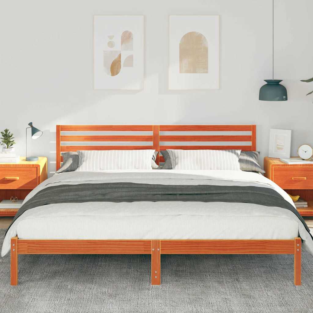 vidaXL Σκελετός Κρεβατιού Καφέ κεριού 180 x 200 cm Μασίφ ξύλο πεύκου