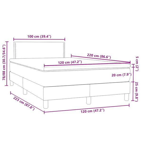 vidaXL Box Spring κρεβάτι με στρώμα ροζ 120x220 cm Βελούδινο