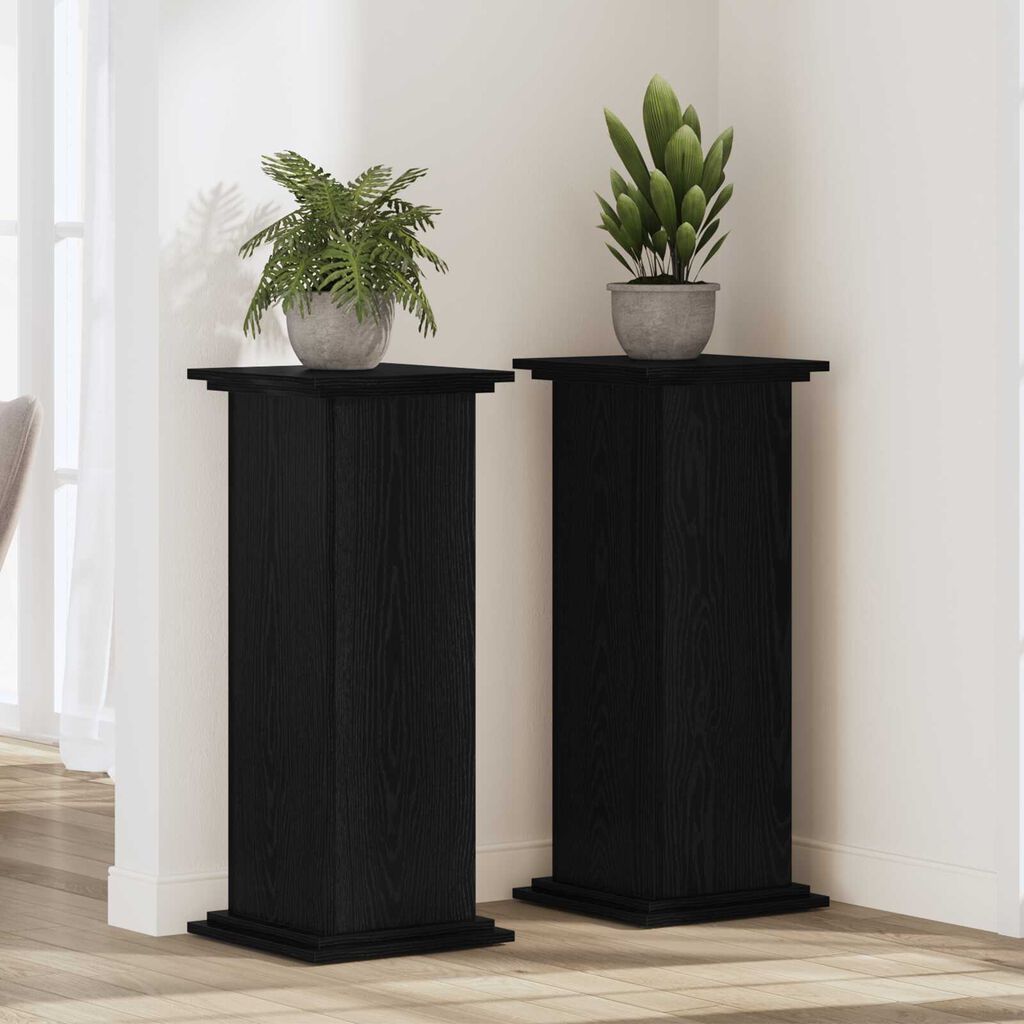 vidaXL Βάση Φυτών Μαύρο Δρυ 33x33x100 εκ.