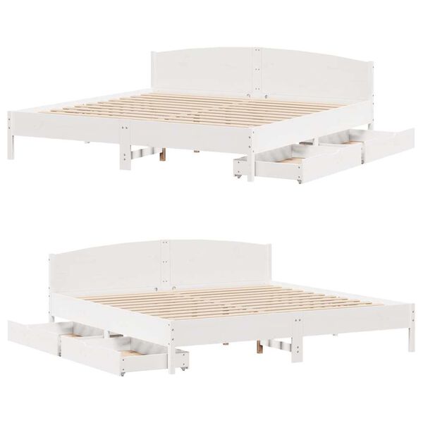 vidaXL Σκελετός Κρεβ. Χωρίς Στρώμα Λευκό 180x200 εκ Μασίφ Πεύκο