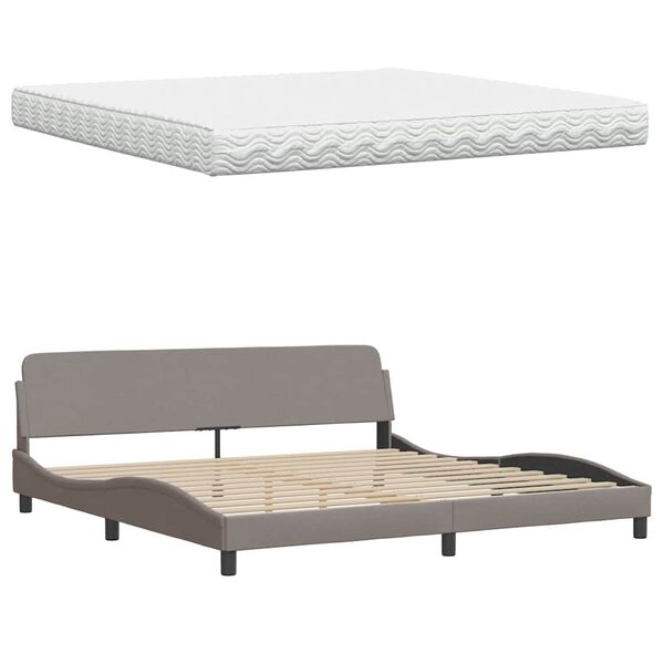 vidaXL Κρεβάτι με Στρώμα Taupe 200x200 εκ. Υφασμάτινο