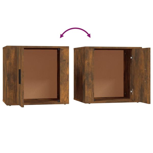 vidaXL Κομοδίνα 2 τεμ. Καπνιστή Δρυς 50x39x47 εκ.