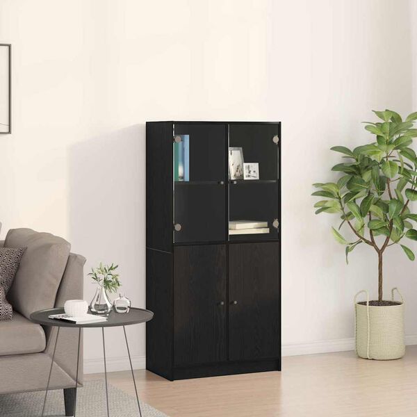vidaXL Highboard &Mu;&alpha;ύ&rho;&eta; &Omicron;&xi;&upsilon;ά 68 x 37 x142 &epsilon;&kappa;.