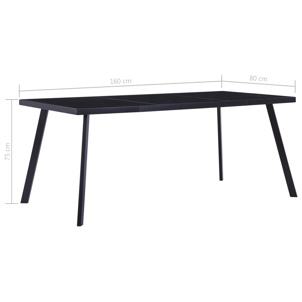 vidaXL Τραπεζαρία Μαύρη 160 x 80 x 75 εκ. από Ψημένο Γυαλί