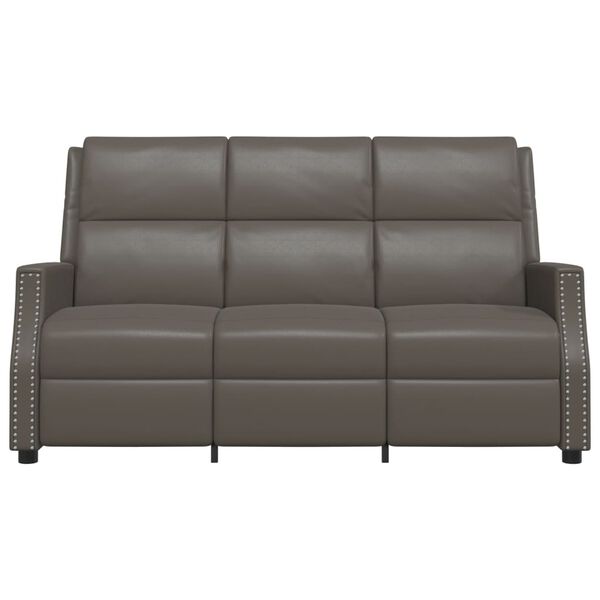 vidaXL Πολυθρόνα Μασάζ Ανακλινόμενη 3 Θέσεων Γκρι από Συνθετικό Δέρμα