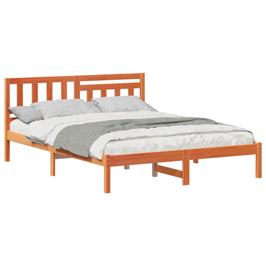 vidaXL Σκελετός Κρεβατιού Καφέ κεριού 140 x 200 cm Μασίφ ξύλο πεύκου