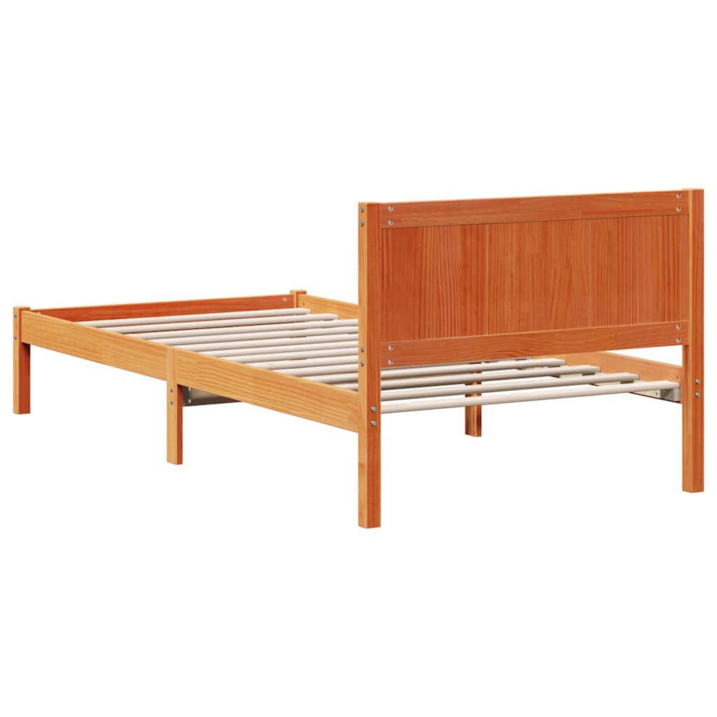 vidaXL Σκελετός Κρεβατιού Καφέ 75 x 190 cm Μασίφ ξύλο πεύκου