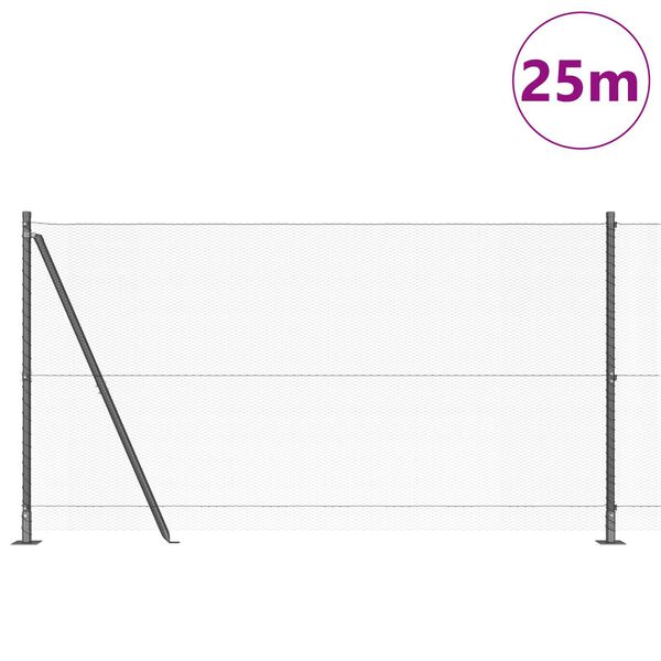 vidaXL Φράχτης με Στήλες. Γκρι 1.2 x 25 m Ατσάλι με επικάλυψη PVC
