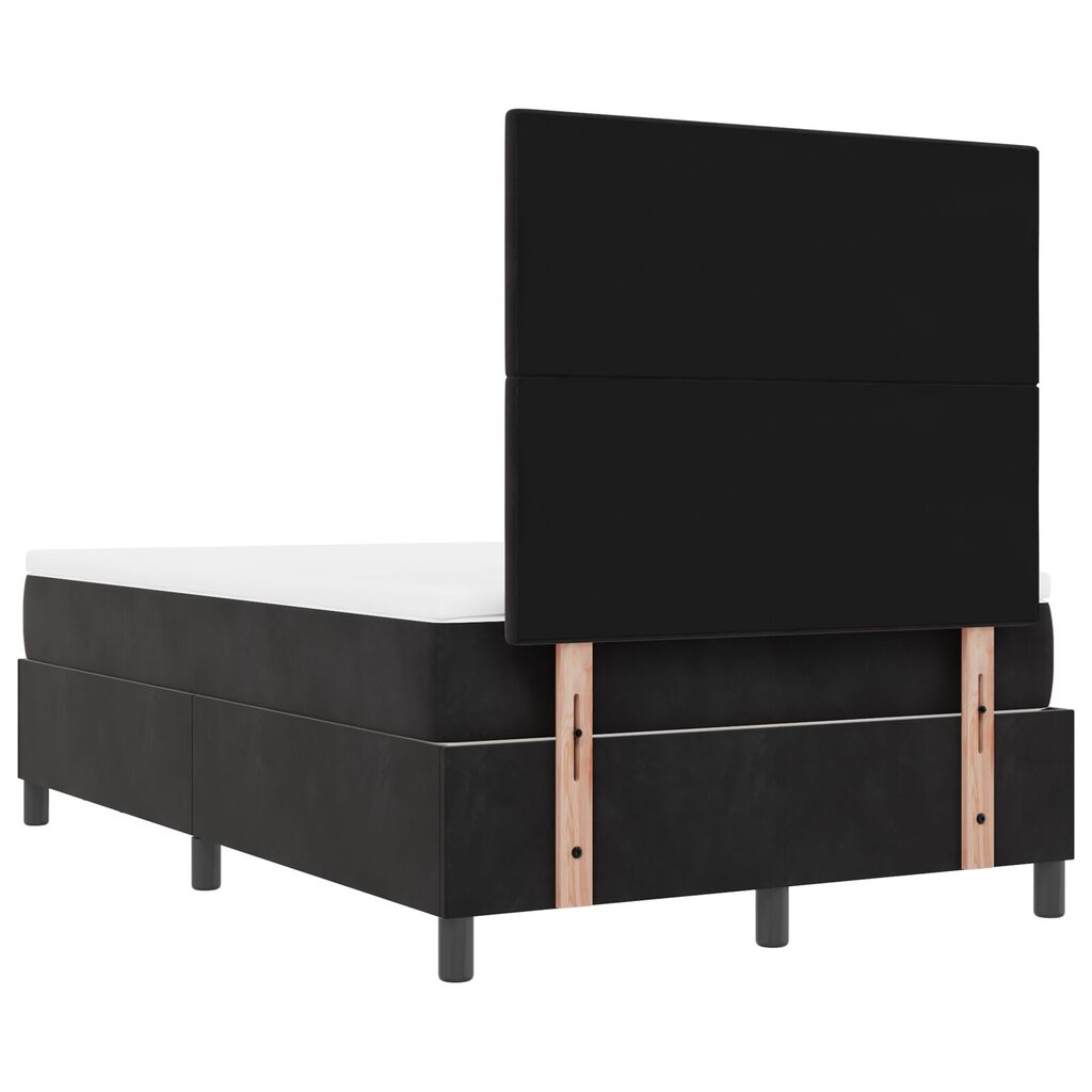 vidaXL Κρεβάτι Box Spring με Στρώμα & Πάγκο Μαύρο 120x200 εκ. Βελούδο