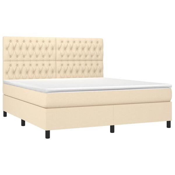 vidaXL &Kappa;&rho;&epsilon;&beta;ά&tau;&iota; Boxspring &mu;&epsilon; &Sigma;&tau;&rho;ώ&mu;&alpha; &Kappa;&rho;&epsilon;&mu; 180x200 &epsilon;&kappa;. &Upsilon;&phi;&alpha;&sigma;&mu;ά&tau;&iota;&nu;&omicron;
