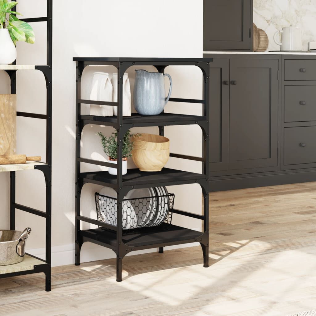 vidaXL Τρόλεϊ Κουζίνας Μαύρο 45x35x89,5 εκ. από Επεξεργασμένο Ξύλο