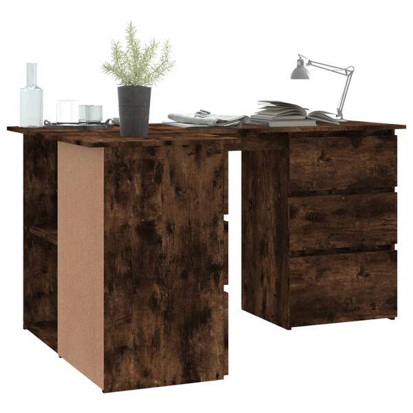 vidaXL Γραφείο Γωνιακό Καπνιστή Δρυς 145x100x76 εκ. Επεξεργασμένο Ξύλο